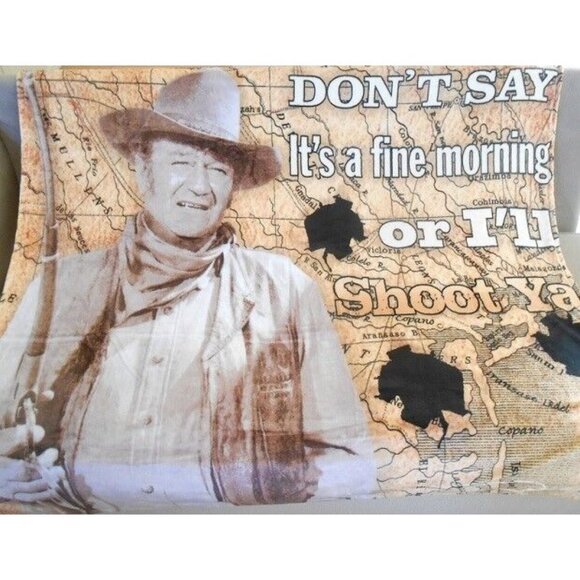 New John Wayne I'll Shoot Ya Plush Gift Throw Blanket The Duke Western Movie NIP - Picture 1 of 3